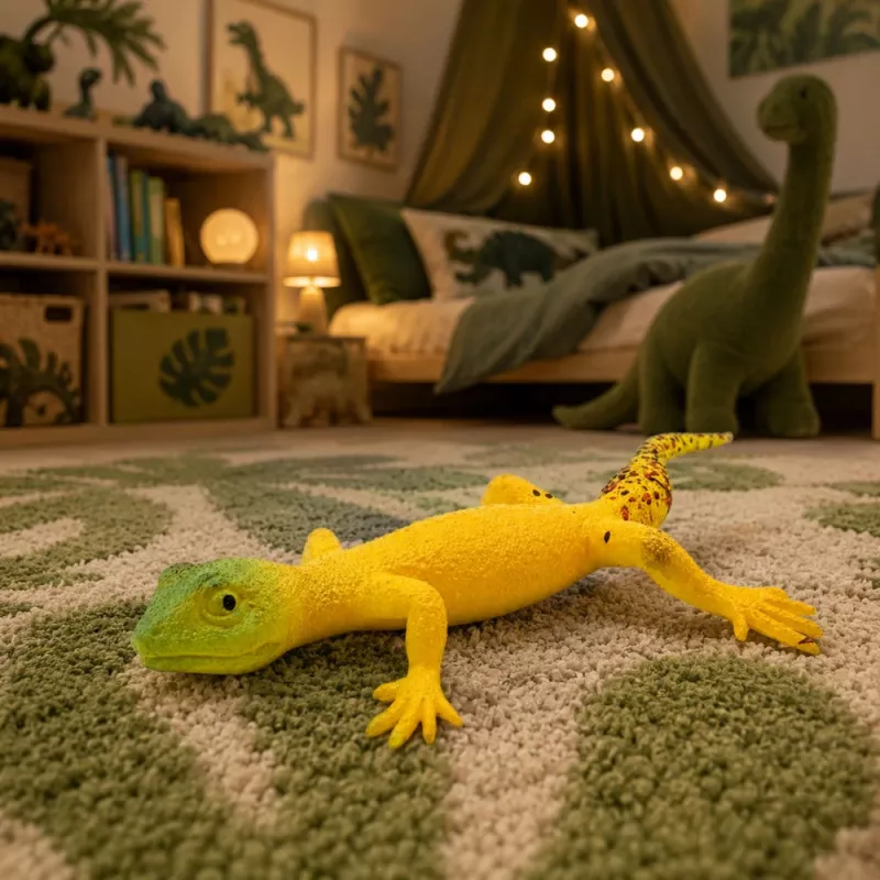 LEAN TOYS Golden Gecko Rubber Figurine Stretchable Realistic Reptile 15.5 cm