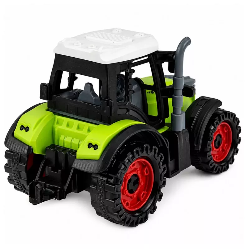 LEAN TOYS Green 15 cm Farm Tractor with Friction Drive