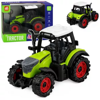 LEAN TOYS Green 15 cm Farm Tractor with Friction Drive