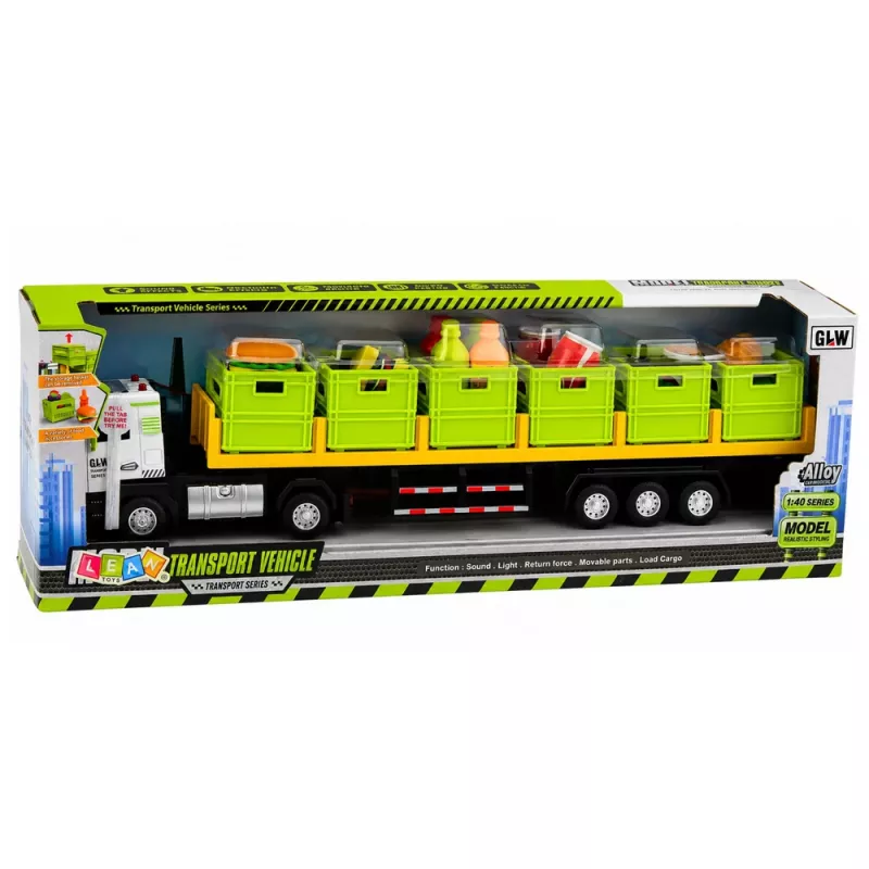LEAN TOYS Green Food Transport Truck 1:40 Diecast Model