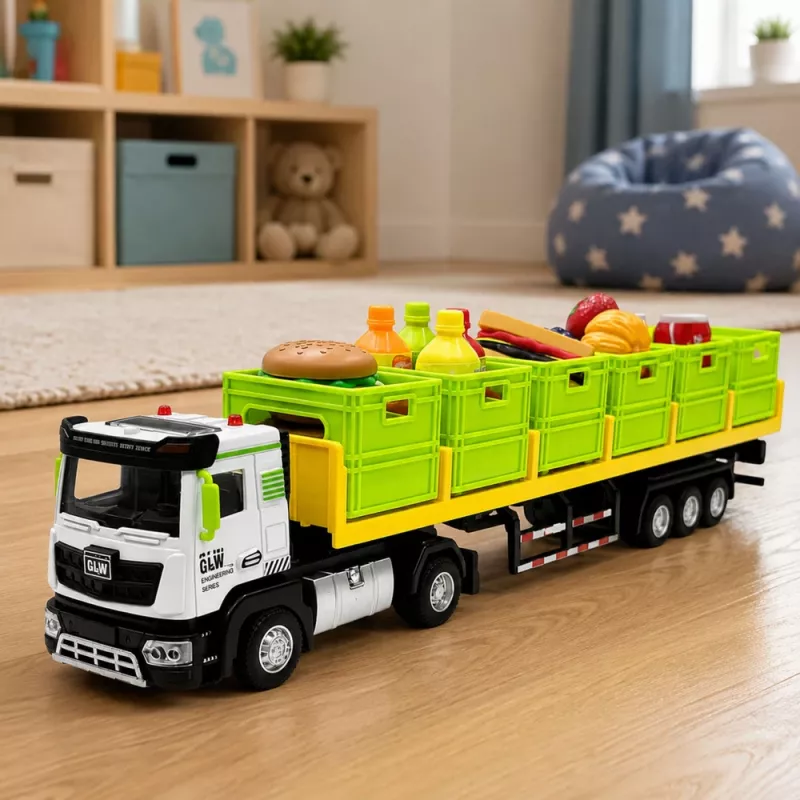 LEAN TOYS Green Food Transport Truck 1:40 Diecast Model