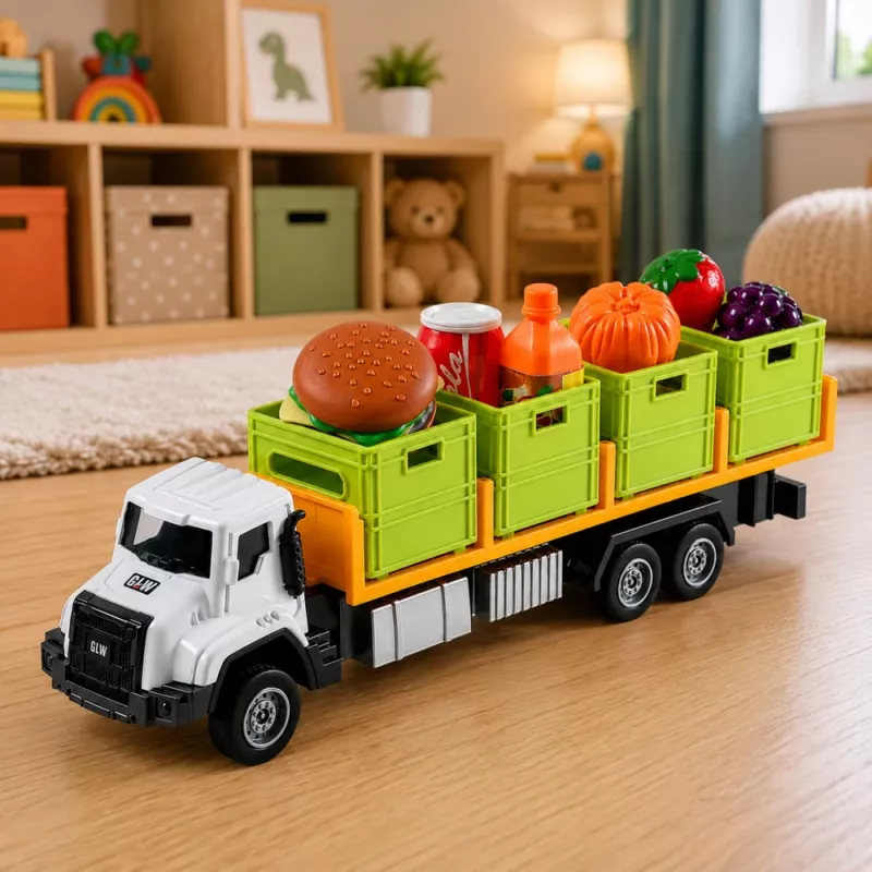 LEAN TOYS Green Food Transport Truck 1:55