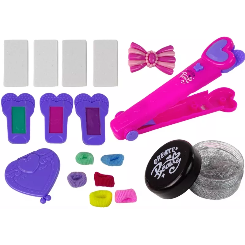 LEAN TOYS Hair Styling Kit Straightener with Coloured Chalks for Strands + Hair Accessories