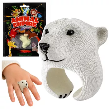 LEAN TOYS Hand Ring Educational Animals Bear White