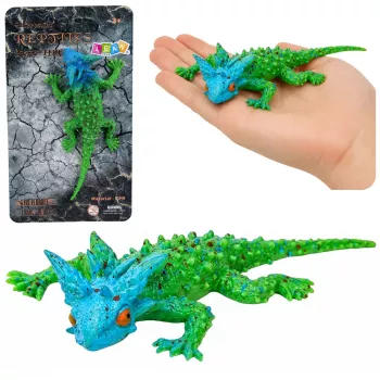 LEAN TOYS Horned Lizard Rubber Figure Stretchable Realistic 20 cm
