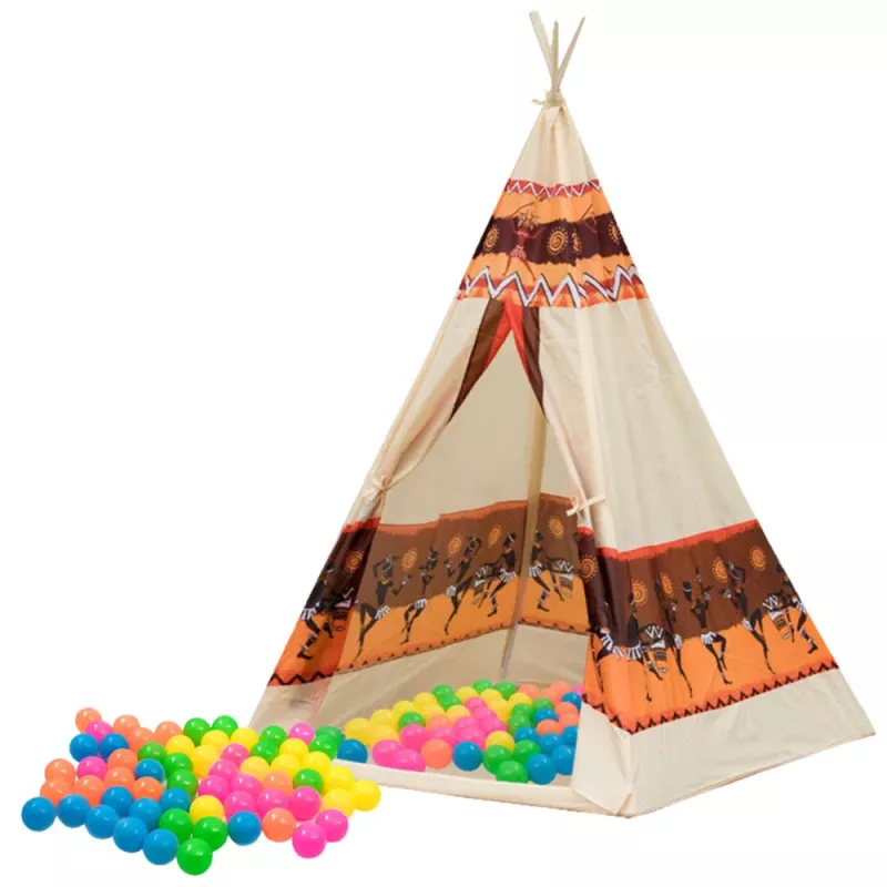 LEAN TOYS Indian Tipi Tent Base For Children + 60 Balls 155 cm