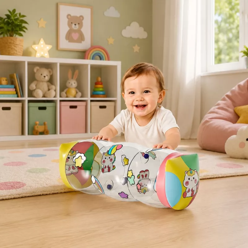 LEAN TOYS Inflatable Crawling Roller for Toddlers Unicorns 48 x 20cm