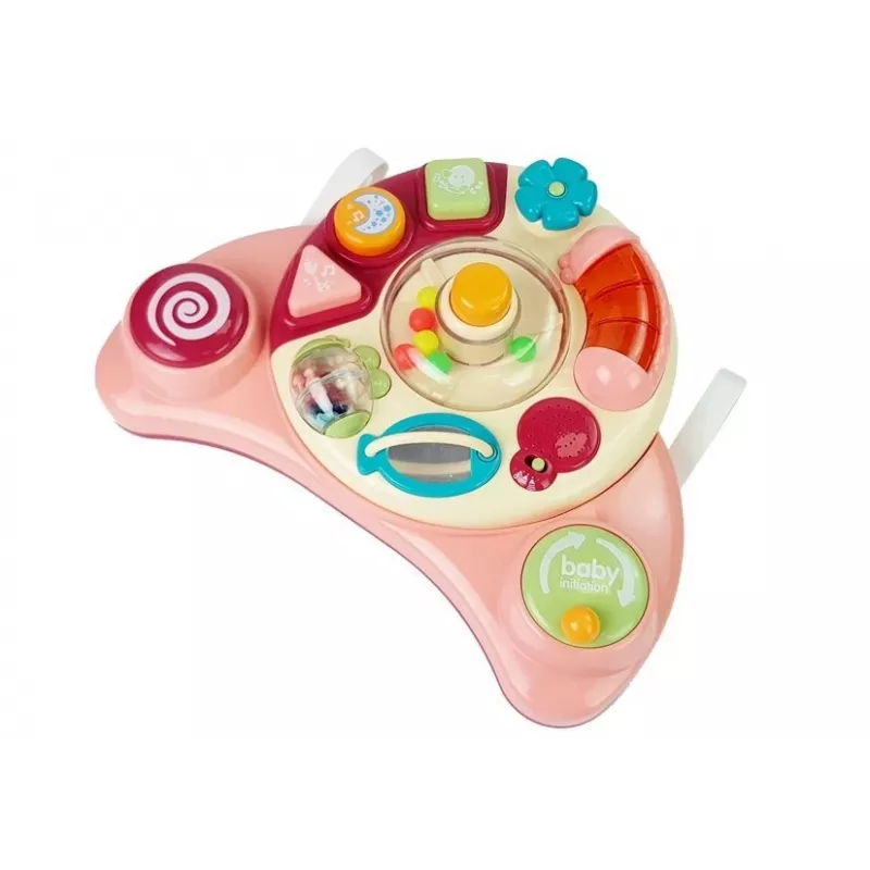 LEAN TOYS Interactive Baby Panel Toy Music Animal Pink