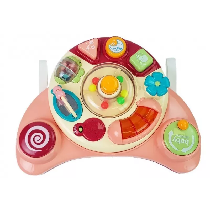 LEAN TOYS Interactive Baby Panel Toy Music Animal Pink
