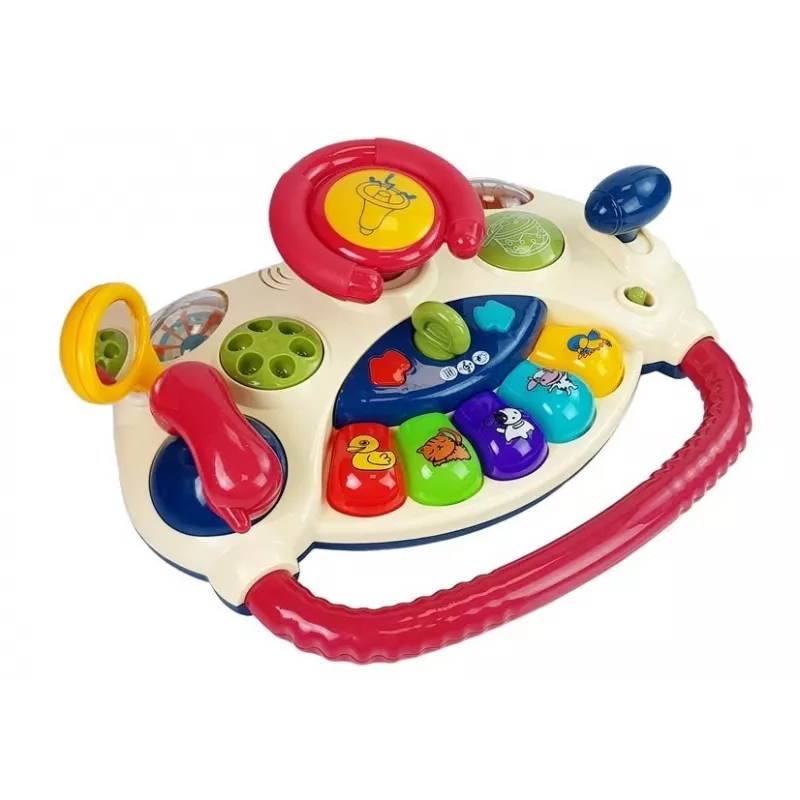 LEAN TOYS Interactive Baby Steering Wheel Piano Animal Sounds Phone