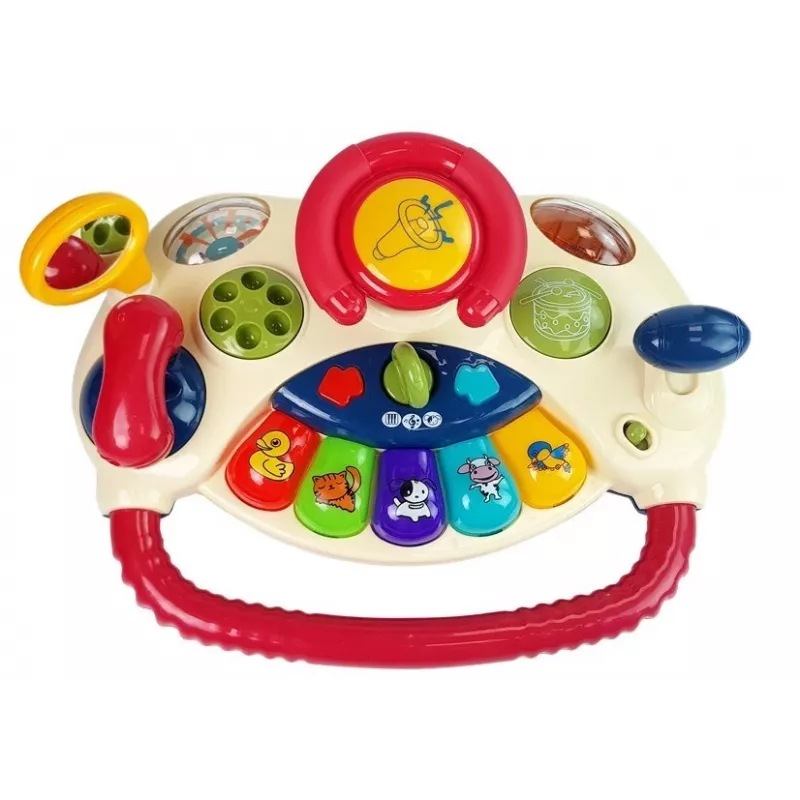 LEAN TOYS Interactive Baby Steering Wheel Piano Animal Sounds Phone