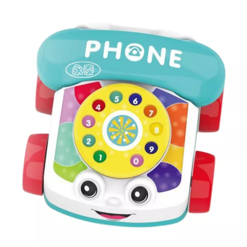 LEAN TOYS Interactive Colorful Pull-Along Telephone Toy with Wheels