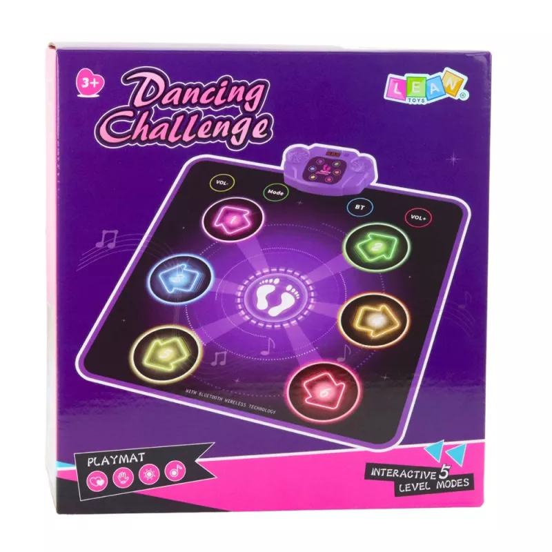 LEAN TOYS Interactive Dance Mat for Kids with Bluetooth 5.0, 5 Game Modes & 3 Languages