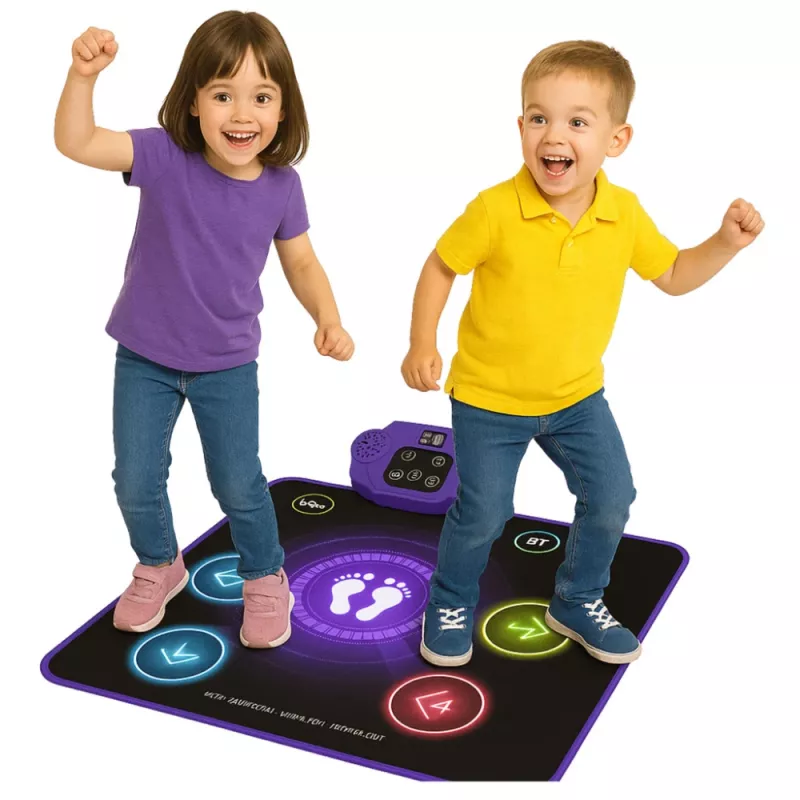 LEAN TOYS Interactive Dance Mat for Kids with Bluetooth 5.0, 5 Game Modes & 3 Languages