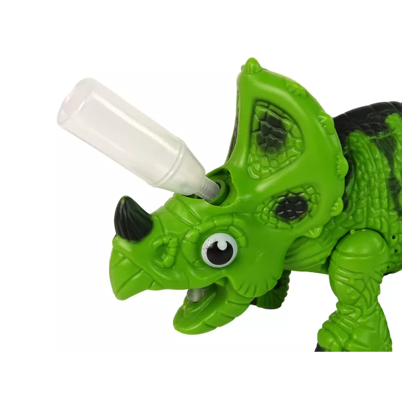 LEAN TOYS Interactive Dinosaur Triceratops Steam Water Sound Green
