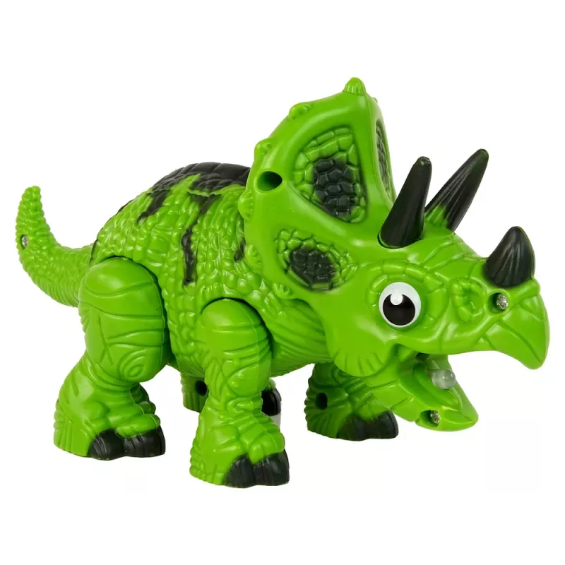 LEAN TOYS Interactive Dinosaur Triceratops Steam Water Sound Green