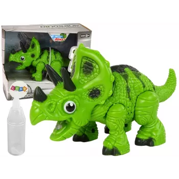 LEAN TOYS Interactive Dinosaur Triceratops Steam Water Sound Green