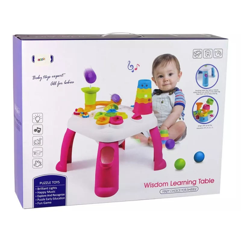 LEAN TOYS Interactive Educational Table Ball Sorter Slide Pink