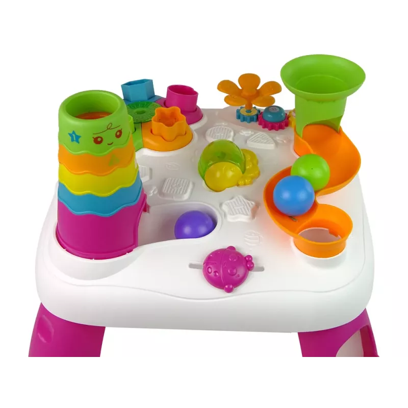 LEAN TOYS Interactive Educational Table Ball Sorter Slide Pink
