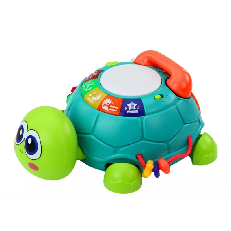 LEAN TOYS Interactive Educational Turtle Phone 6in1 Lights Sounds Green