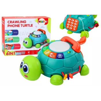 LEAN TOYS Interactive Educational Turtle Phone 6in1 Lights Sounds Green