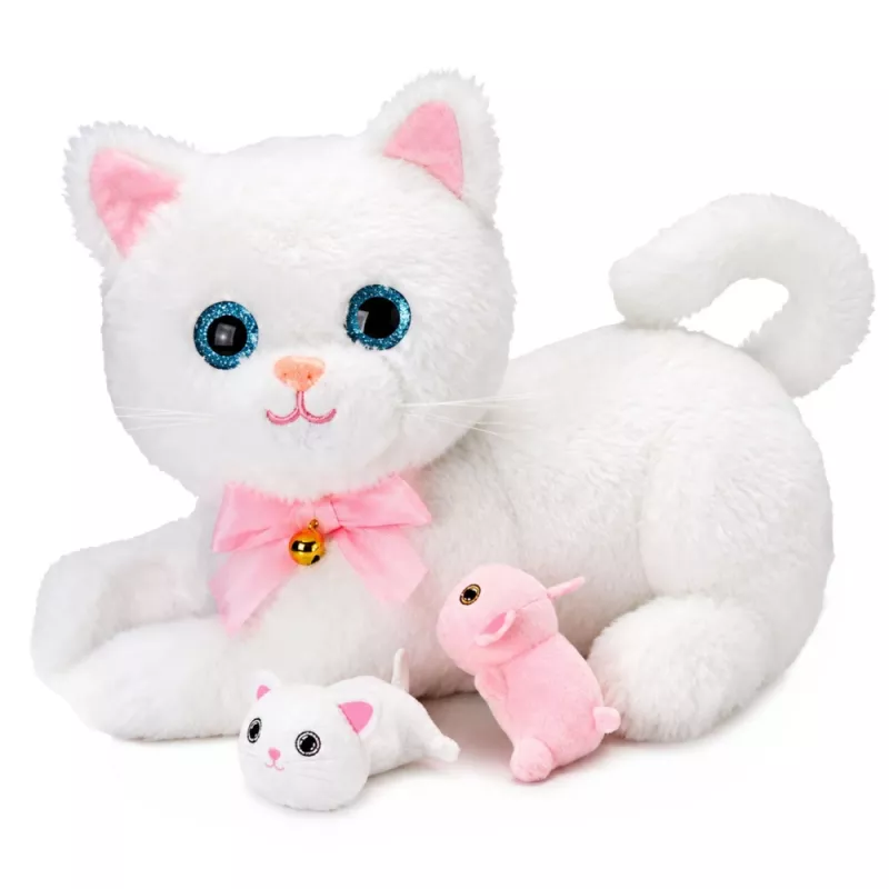LEAN TOYS Interactive Kitten with Bottle and Little Sounds Melodies Recording White