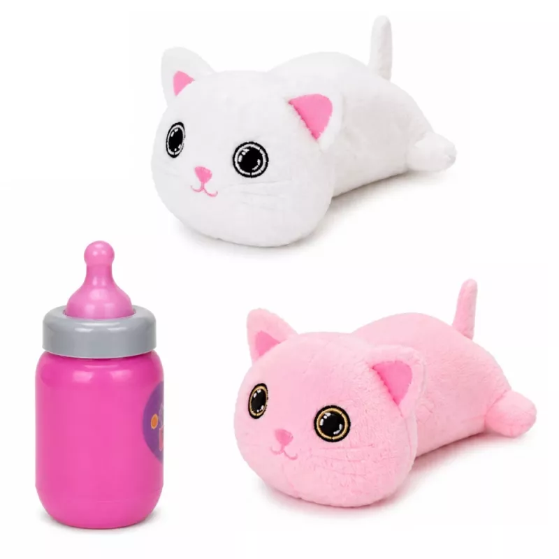 LEAN TOYS Interactive Kitten with Bottle and Little Sounds Melodies Recording White
