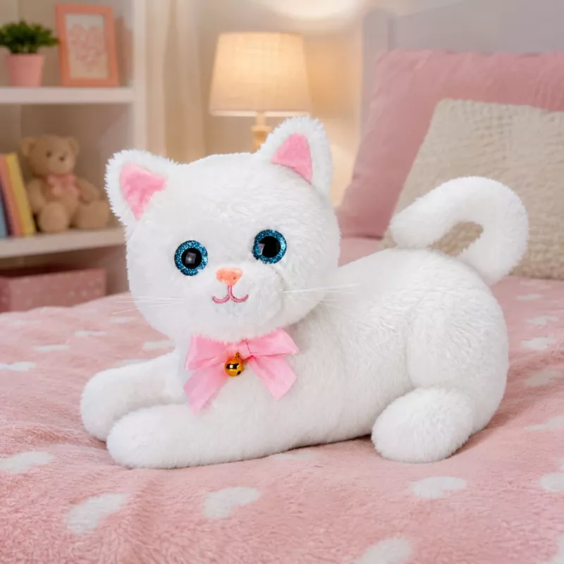 LEAN TOYS Interactive Kitten with Bottle and Little Sounds Melodies Recording White