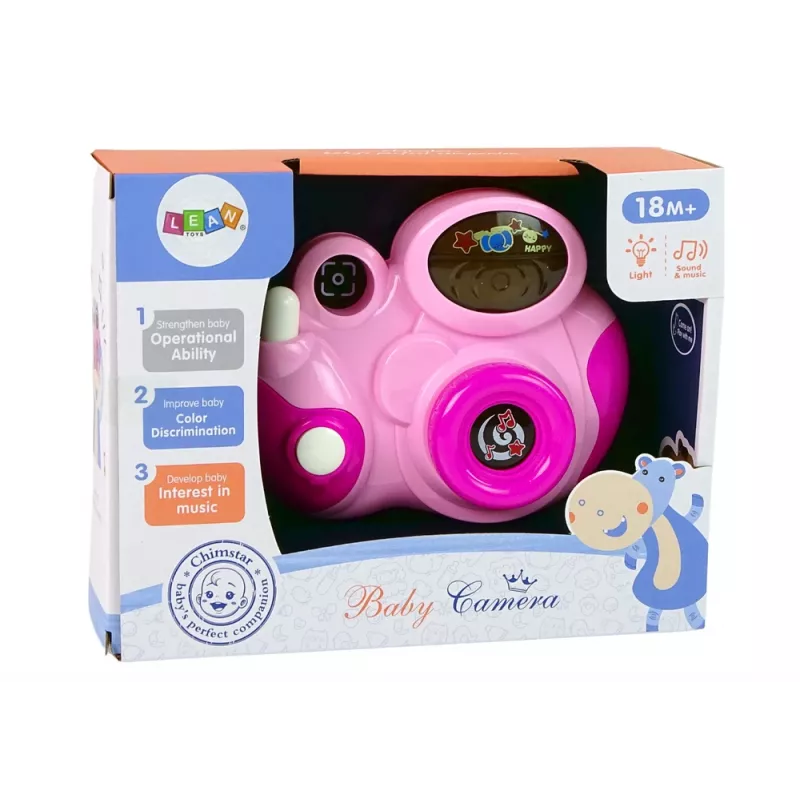 LEAN TOYS Interactive Photo Camera For Your Baby Melodies of Light and Sounds Colour Pink
