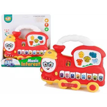 LEAN TOYS Interactive Piano Locomotive Sound Animals Vehicle Sounds Melodies Red