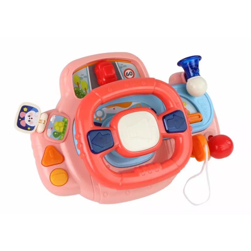 LEAN TOYS Interactive Pink Steering Wheel Driving Simulator Multifunctional