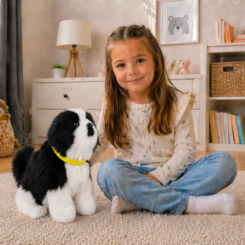 LEAN TOYS Interactive Plush Dog Soft Fur Border Collie Breed