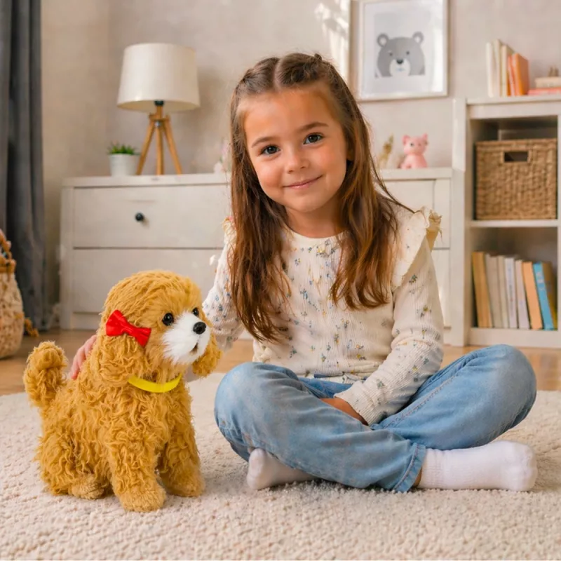 LEAN TOYS Interactive Plush Dog Soft Fur Breed Poodle