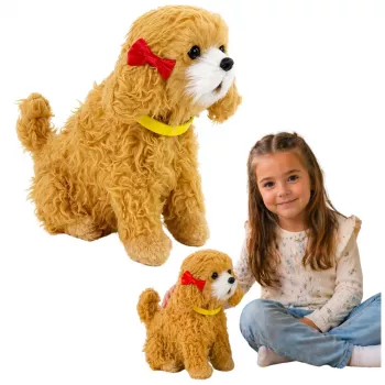 LEAN TOYS Interactive Plush Dog Soft Fur Breed Poodle