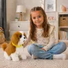 LEAN TOYS Interactive Plush Dog Soft Fur Cavalier Breed Stroke Its Head and Learn Its Functions