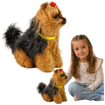 LEAN TOYS Interactive Plush Dog - Soft Fur, Yorkshire Terrier Breed, Stroke Its Head and Learn Its Functions