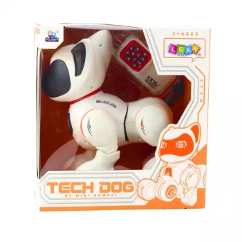 LEAN TOYS Interactive Robot Dog Remote Control Light Sound White Orange