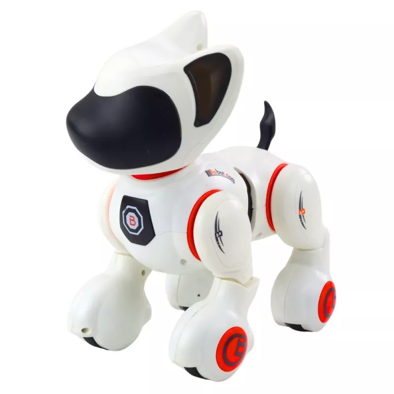 LEAN TOYS Interactive Robot Dog Remote Control Light Sound White Orange