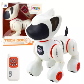 LEAN TOYS Interactive Robot Dog Remote Control Light Sound White Orange