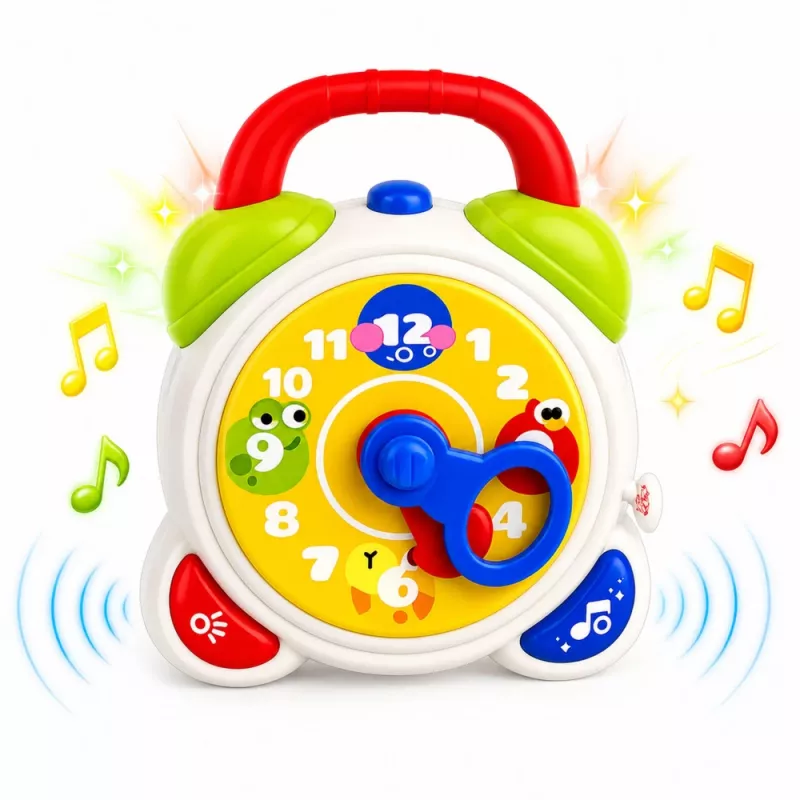 LEAN TOYS Interactive Sensory Alarm Clock for Toddlers with Lights and Sounds - Fox Design, USB-C Rechargeable