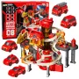 LEAN TOYS Interactive Track Car Parking Workshop Car Wash – Fire Department Play Set with 8 Cars