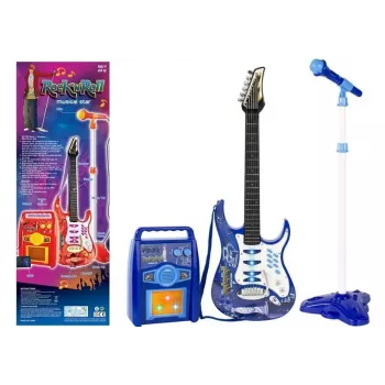 LEAN TOYS Kids Toy Guitar Amplifier Microphone MP3 Input - 3+ Years Musical Instrument Set