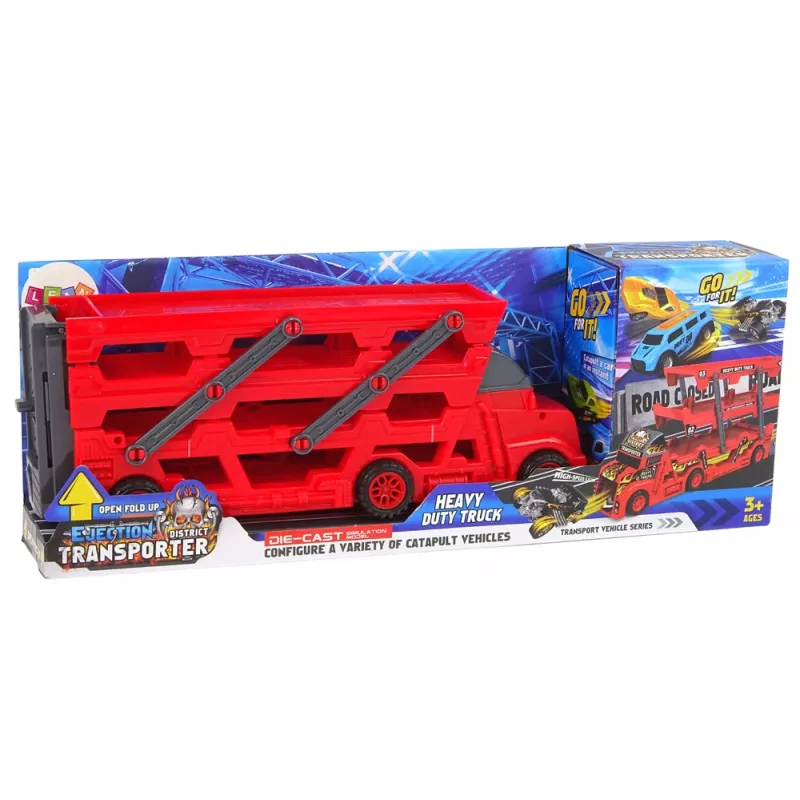 LEAN TOYS Large 3-Storey Truck Trailer Heavy Duty Truck with Extendable Car Launching Ramp