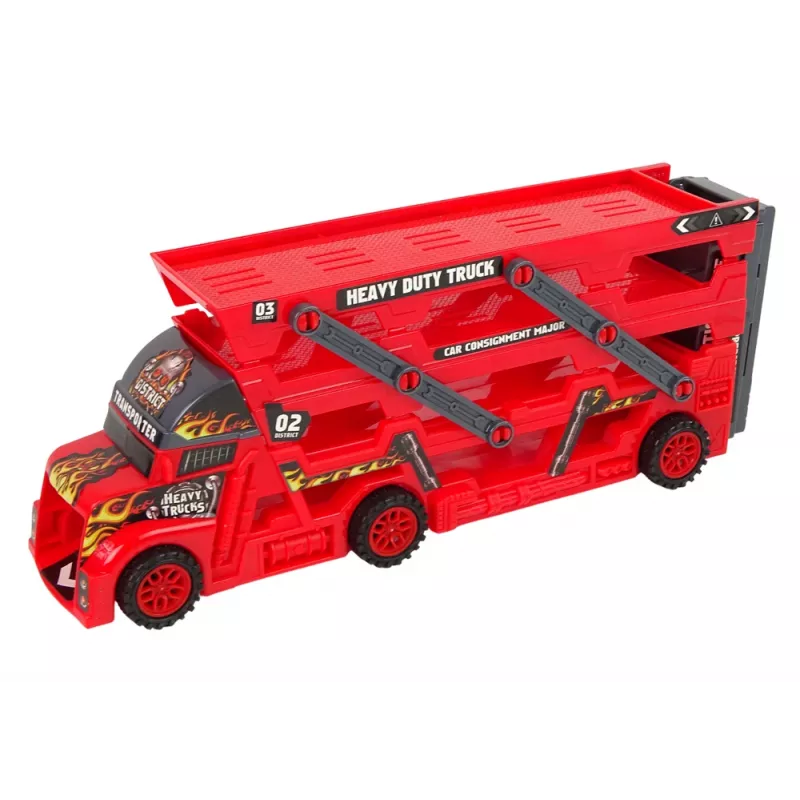 LEAN TOYS Large 3-Storey Truck Trailer Heavy Duty Truck with Extendable Car Launching Ramp
