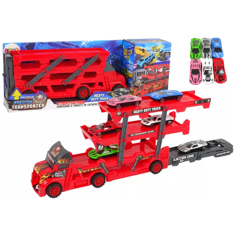 LEAN TOYS Large 3-Storey Truck Trailer Heavy Duty Truck with Extendable Car Launching Ramp