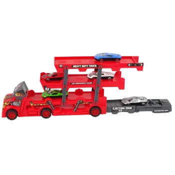 LEAN TOYS Large 3-Storey Truck Trailer Heavy Duty Truck with Extendable Car Launching Ramp