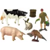 LEAN TOYS Large Farm Animal Figurine Set + Farmer and Homestead 10 Pieces