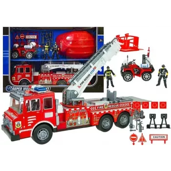 LEAN TOYS Large Fire Department Set Fire Truck Figures Quad Helmet For Children