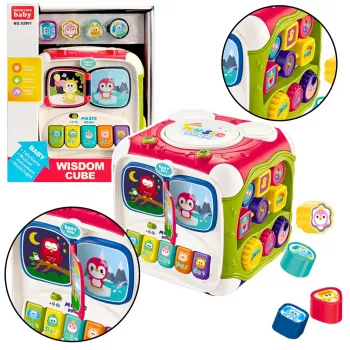 LEAN TOYS Large Multifunctional Educational Cube Piano Sorter Drum – Interactive 6-Sided Activity Toy with Lights, Sounds, Bead Maze, and Shape Sorter
