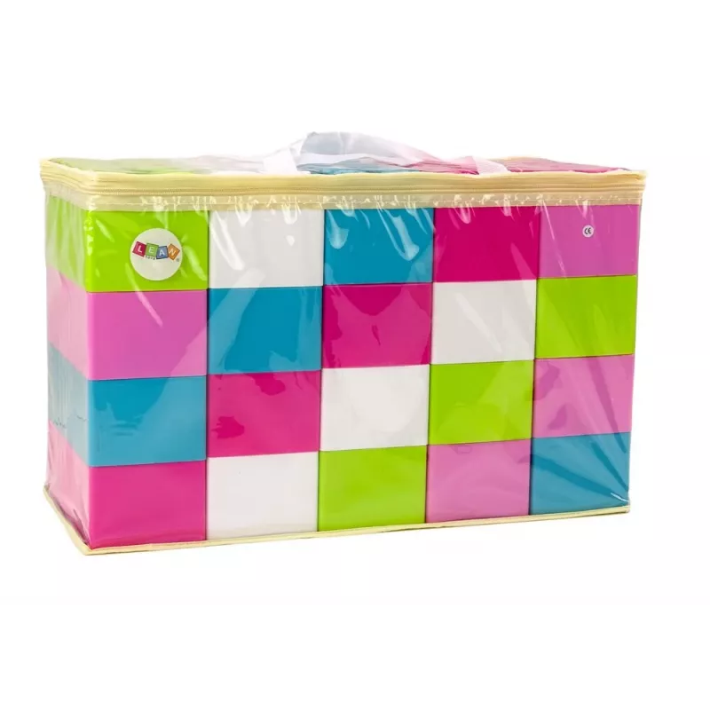 LEAN TOYS Large Oblong Construction Blocks in a Bag with Colored Stickers – 20 Pieces